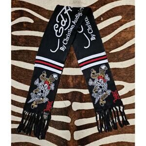 Vintage Y2K Ed Hardy Christian Audigier Death Or Glory Black Scarf Skull Eagle